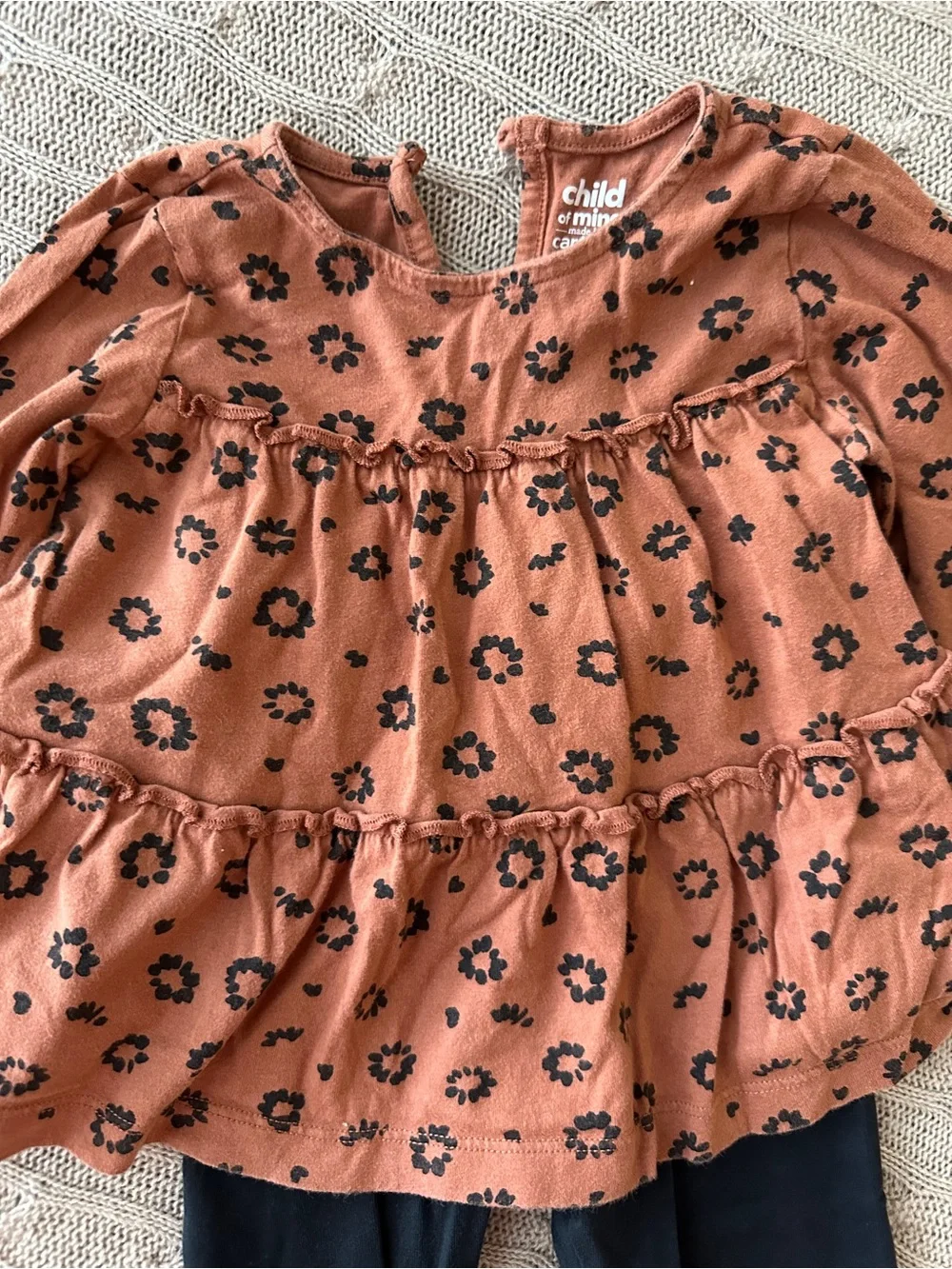 EUC Carter’s Baby Girl Outfit Set, Rust & Black Floral Ruffle, 24 Months